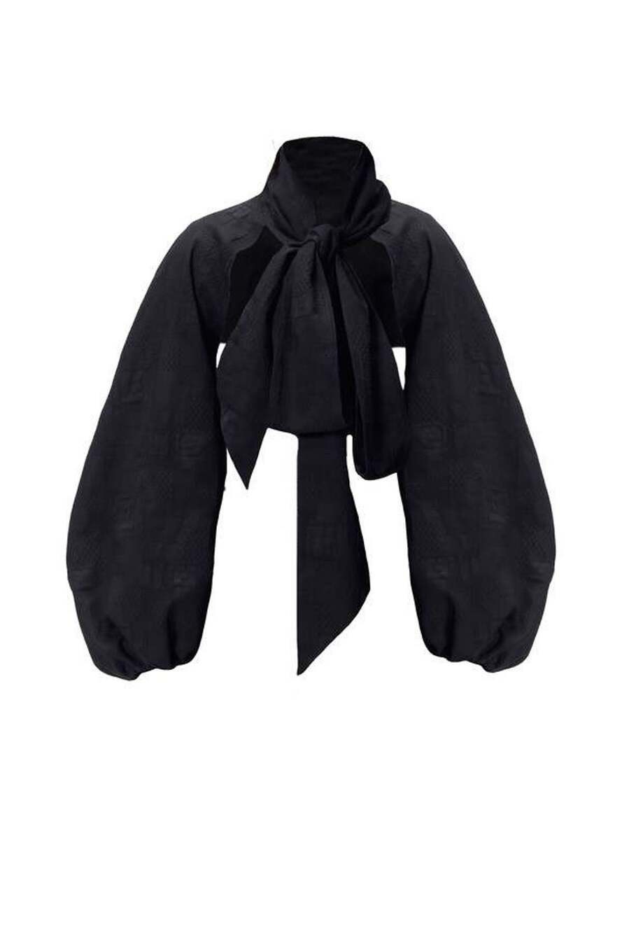 MONOSUIT Bolero Sleeves Black Shrug Jacket Ballon Long Sleeve Adjustable Tie